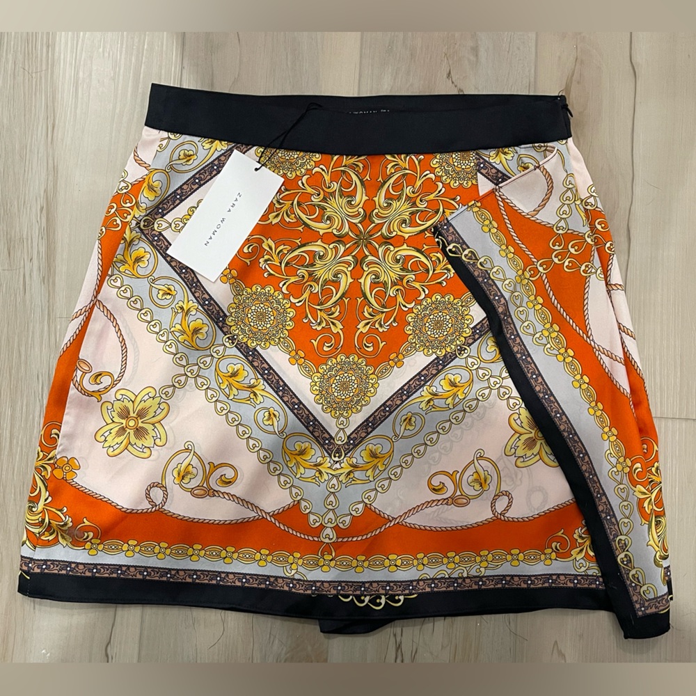 Zara Orange and Yellow Baroque Skirt